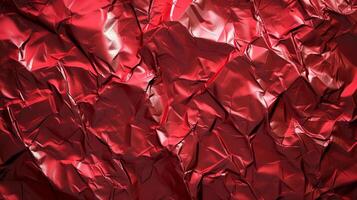 AI generated Background made of red crumpled foil photo