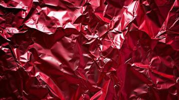 AI generated Background made of red crumpled foil photo