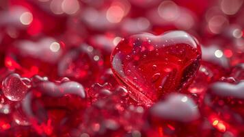 AI generated Beautiful background all filled with red glass hearts photo