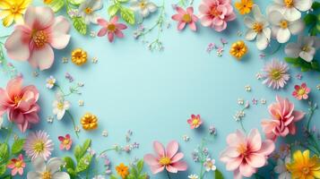 AI generated Beautiful bright poster for the spring holiday. Template without text photo
