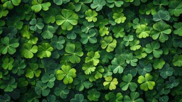 AI generated Bright beautiful background all filled with green clover leaves photo