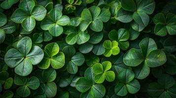 AI generated Bright beautiful background all filled with green clover leaves photo