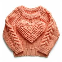AI generated Cute knitted sweater in a heart isolated photo