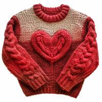 AI generated Cute knitted sweater in a heart isolated photo
