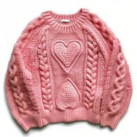 AI generated Cute knitted sweater in a heart isolated photo