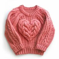 AI generated Cute knitted sweater in a heart isolated photo