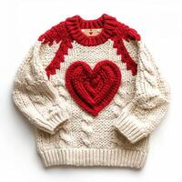 AI generated Cute knitted sweater in a heart isolated photo