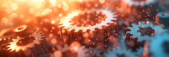 AI generated Abstract technological background of translucent gears in light colors photo