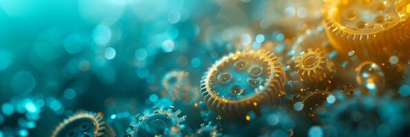 AI generated Abstract technological background of translucent gears in light colors photo