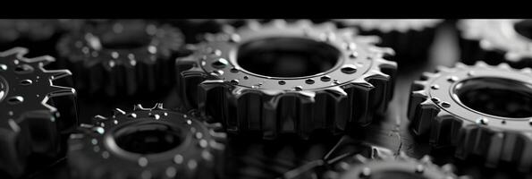 AI generated Abstract technological background of translucent gears in black metal colors photo