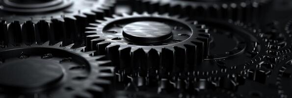 AI generated Abstract technological background of translucent gears in black metal colors photo