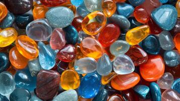 AI generated Background of colorful glass pebbles photo