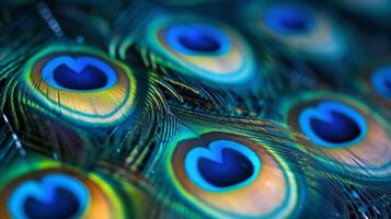 AI generated Beautiful background of peacock feathers photo