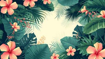 ai generado hermosa antecedentes para publicidad con tropical hojas, palma arboles foto