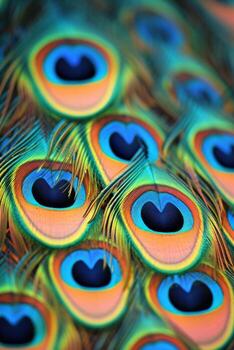 AI generated Beautiful background of peacock feathers photo