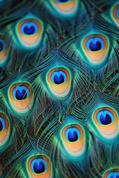 AI generated Beautiful background of peacock feathers photo