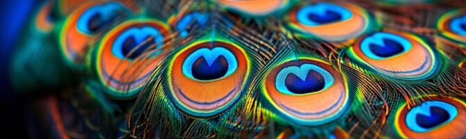 AI generated Beautiful background of peacock feathers photo