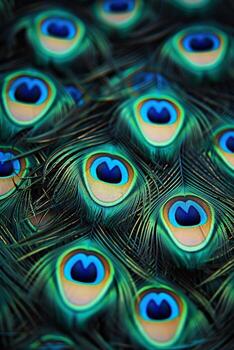 AI generated Beautiful background of peacock feathers photo