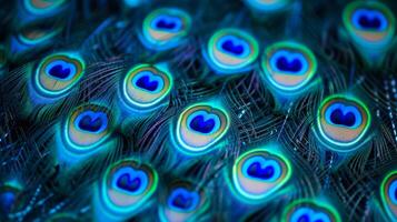 AI generated Beautiful background of peacock feathers photo