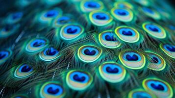 AI generated Beautiful background of peacock feathers photo