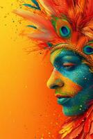 AI generated Beautiful bright modern poster for advertising the Brazilian carnival with plenty of space for text photo