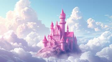 AI generated Beautiful pink princess castle photo