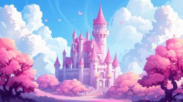 AI generated Beautiful pink princess castle photo