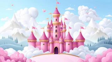 AI generated Beautiful pink princess castle photo