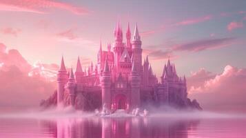 AI generated Beautiful pink princess castle photo