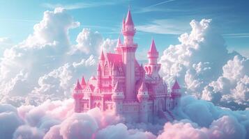 AI generated Beautiful pink princess castle photo