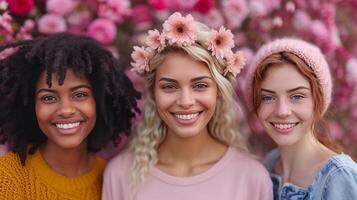 ai generado hermosa póster Bosquejo para internacional De las mujeres día con mucho de espacio para texto foto