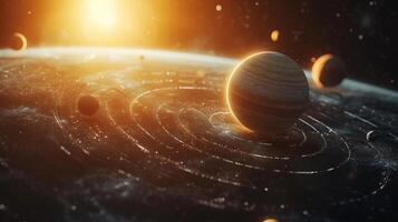 AI generated Beautiful space photography with planets of the solar system photo