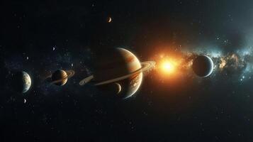 AI generated Beautiful space photography with planets of the solar system photo