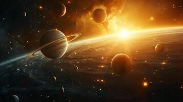 AI generated Beautiful space photography with planets of the solar system photo