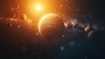 AI generated Beautiful space photography with planets of the solar system photo
