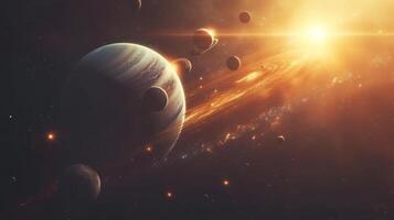 AI generated Beautiful space photography with planets of the solar system photo