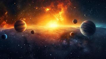 AI generated Beautiful space photography with planets of the solar system photo