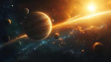 AI generated Beautiful space photography with planets of the solar system photo