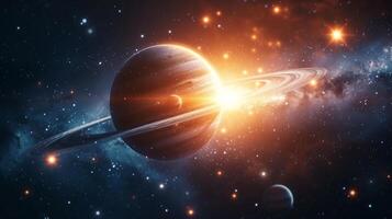 AI generated Beautiful space photography with planets of the solar system photo