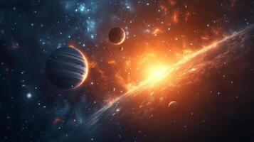AI generated Beautiful space photography with planets of the solar system photo