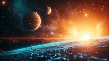 AI generated Beautiful space photography with planets of the solar system photo