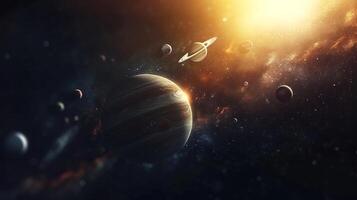 AI generated Beautiful space photography with planets of the solar system photo