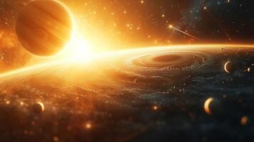AI generated Beautiful space photography with planets of the solar system photo