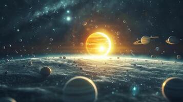 AI generated Beautiful space photography with planets of the solar system photo