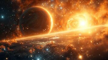 AI generated Beautiful space photography with planets of the solar system photo