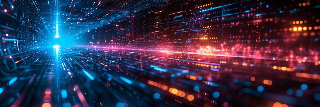 AI generated Dark neon abstract technology background photo