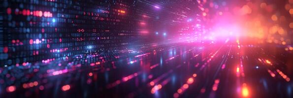 AI generated Dark neon abstract technology background photo