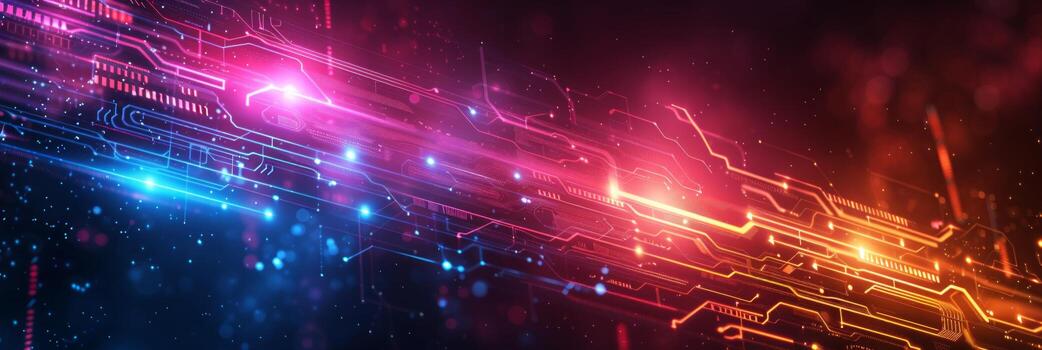 AI generated Dark neon abstract technology background photo