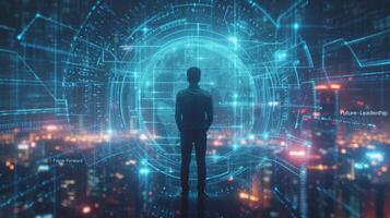 AI generated A business executive employs AI to optimize workflows photo