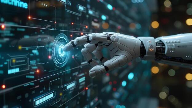 AI generated A business professional collaborates effortlessly with AI-enhanced technologies photo